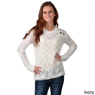 Journee Collection Journee Collection Juniors Longsleeve Scoop Neck Sweater Ivory Size S (1 : 3)