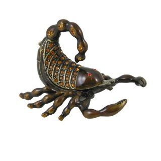 Scorpion Trinket Jewelry Box   Bejeweled Collectible Figurine   Brown   Decorative Boxes