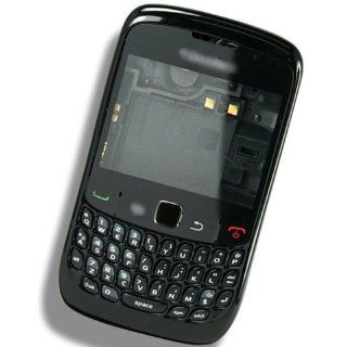 BlackBerry Curve 8520 Full Housing Cover+Repair Parts Faceplate Fascia Cover+Battery Back Door+Bottom Plate Panel+Antenna Flex Cable+Connector+Trackpad Track Pad Navigation Key Button+Keyboard+Keypad Repair Replacement(Black) Cell Phones & Accessories