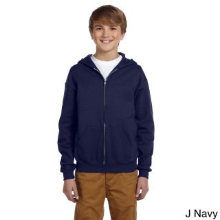 Jerzees Youth 50/50 Nublend Fleece Full Zip Jacket Navy Size L (14 16)
