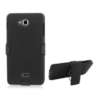 Aimo Wireless LGMS870PCBEC001 Shell Holster Combo Protective Case for LG Spirit MS870 with Kickstand Belt Clip and Holster   Retail Packaging   Black Cell Phones & Accessories