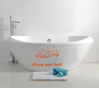 Housewares Vinyl Decal Beautiful Sign Enjoy Your Bath Home Wall Art Decor Removable Stylish Sticker Mural Unique Design for Nursery Room    
