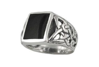 Sterling Silver 10x16mm Black Onyx Mens Ring (Size 11): Jewelry