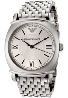 Emporio Armani AR0298  Watches,Mens Classic Silver Dial Stainless Steel, Casual Emporio Armani Quartz Watches