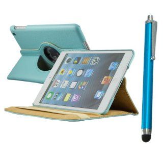 Brightgate New Blue Pu Leather 360 Swivel Magnetic Smart Case Stand for Apple Ipad Mini with blue stylus pen: Computers & Accessories