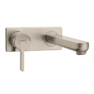 Hansgrohe 31163821 Metris S Wall Mounted Single Handle Faucet, Brushed Nickel   Bathroom Sink Faucets  