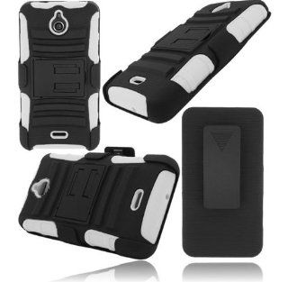 Huawei Valiant / Huawei Ascend Plus H881C ( Straight Talk , Metro PCS , Net 10 , Tracfone ) Phone Case Accessory BlackWhite Dual Protection Impact Hybrid Cover with Holster Combo and Built in Kickstand comes with Free Gift Aplus Pouch: Cell Phones & Ac