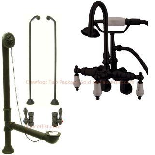 Oil Rubbed Bronze Wall Mount Clawfoot Tub Faucet w hand shower System Package CC303T5system   Wall Decor Stickers  