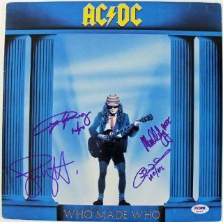 AC/DC (4) ANGUS YOUNG MALCOLM WILLIAMS & WRIGHT SIGNED ALBUM COVER PSA #Q02571 Entertainment Collectibles