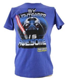 Angry Birds Star Wars Mens T Shirt   Darth Vader Bird Head "My Lightsaber Is Awesome": Novelty T Shirt: Clothing