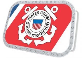 Hot Buckles United States Coast Guard Rhinestone Belt Buckle: Clothing