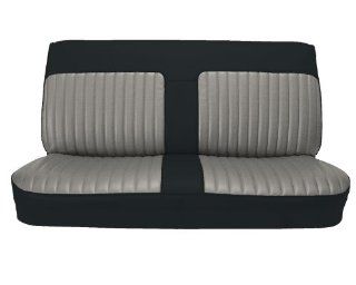 Acme U101B 898L Front Black Vinyl Bench Seat Upholstery with Silver Velour Inserts: Automotive
