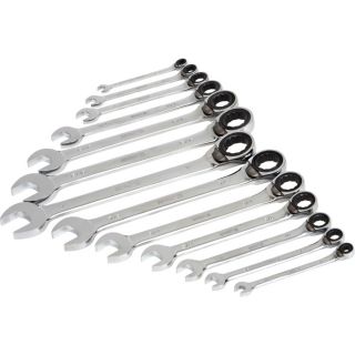 Klutch Reversible Ratcheting Wrench Set — 13-Pc., SAE 1/4in.–1in.  Flex   Ratcheting Wrench Sets