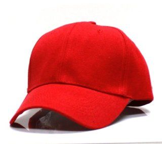 C901v Solid Plain Velcro Baseball Cap   Red: Everything Else