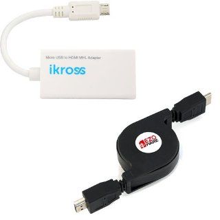 iKross Micro USB Male to HDMI Female MHL Adapter + 3Ft Retractable v1.4 HDMI male to HDMI male Cable for Samsung Galaxy S Relay 4G, GALAXY Note SGH T879, Galaxy Nexus, Galaxy Note LTE i717;HTC DROID DNA,One VX,One X+,Droid Incredible 4G LTE,One S Ville: Ce