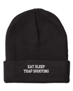 Fastasticdeal Eat Sleep Trap Shooting Embroidered Beanie Cap: Clothing