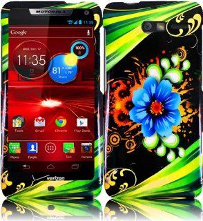 For Motorola Droid Razr M XT907 Hard Design Cover Case Aqua Flower: Cell Phones & Accessories