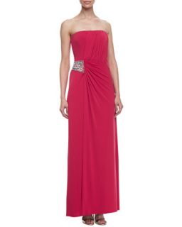 Womens Strapless Gown with Shirring Detail, Paradise Pink   Laundry by Shelli
