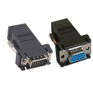 Generic VGA Extender male/ Female to LAN CAT5 CAT6 RJ45 Network Cable Adapter Pack of 2 Color Black: Computers & Accessories