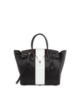 Soft Ricky 33 Bicolor Satchel Bag, Black/White   Ralph Lauren