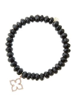 8mm Faceted Black Spinel Beaded Bracelet with 14k Rose Gold/Diamond Moroccan
