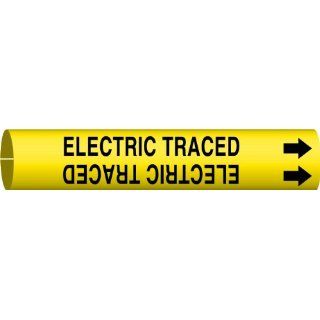 Brady 4179 G Brady Strap On Pipe Marker, B 915, Black On Yellow Printed Plastic Sheet, Legend "Electric Traced": Industrial Pipe Markers: Industrial & Scientific