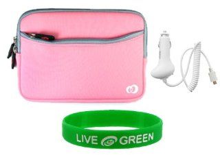 Pink Dual Pocket Neoprene Sleeve Case and 12V Car Charger for Barnes & Noble nook E Reader Reading Device (NOT Compatible with Latest NookCOLOR): Computers & Accessories