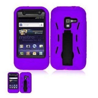 Samsung Galaxy Attain R920 Purple and Blck Hardcore Kickstand Case 3rd + FREE Clear Screen Protector: Cell Phones & Accessories