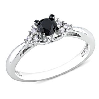 CT. T.W. Enhanced Black and White Diamond Engagement Ring in