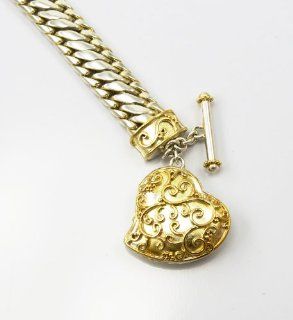 Michou Bali Style  Sterling Silver.925 and Vermeil  Gold Heart Bracelet Adjustable: Michou: Jewelry