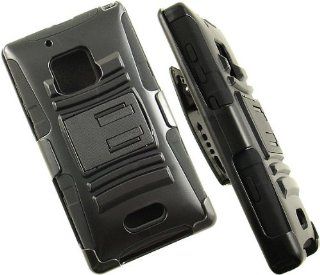 Heavy Duty Black Armor Skin Case + Belt Clip Holster Stand For Nokia Lumia 928: Cell Phones & Accessories