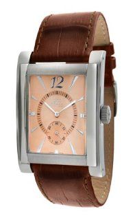 gino franco Men's 902RG Stainless Steel Case and Genuine Leather Strap Watch Watches