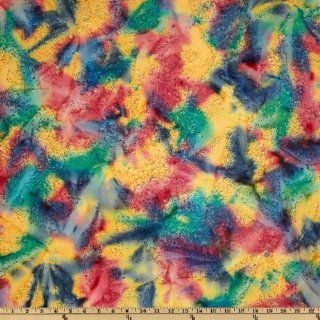 44'' Wide Indian Batik Lava Spray Tie Dye Teal/Yellow/Pink Fabric By The Yard: