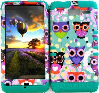 Bumper Case for Motorola Droid Razr M (XT907, 4G LTE, Verizon) Protector Case Tiny Owl Owls Snap on + Teal Silicone Hybrid Cover Cell Phones & Accessories