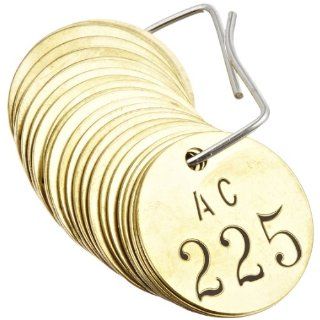 Brady 23484 1 1/2" Diameter, Stamped Brass Valve Tags, Numbers 201 225, Legend "AC" (Pack of 25 Tags): Industrial Lockout Tagout Tags: Industrial & Scientific