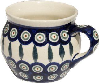 Polish Pottery Potbelly Coffee Mug 17 Oz. From Zaklady Ceramiczne Boleslawiec #910 56 Peacock, Capacity: 17 Oz.: Kitchen & Dining