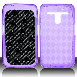 For Metro PCS LG Esteem 4G MS910 Phone Accessory   Purple Plaid Designer Protective TPU Soft Gel Skin Case Cover+ LF Stylus Pen: Cell Phones & Accessories