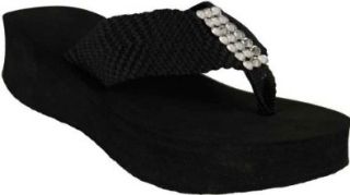 Scandalous Flip Flops 110051 Miss Spoken Too Black Base Clear Stones: Sandals: Shoes