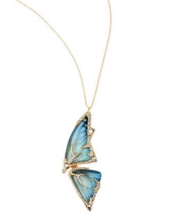Pave Crystal Butterfly Wing Pendant Necklace, Azure   Alexis Bittar