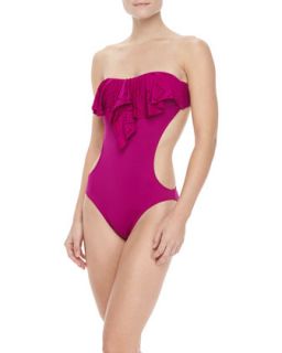 Womens Dreamer Strapless Ruffled Monokini Swimsuit   L Space Swimwear by