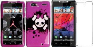 Pink Skull Hard Case Cover+LCD Screen Protector for Motorola Droid Razr Maxx XT913 XT916: Cell Phones & Accessories