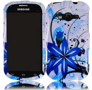 White Blue Flower Hard Cover Case for Samsung Galaxy Reverb SPH M950: Cell Phones & Accessories