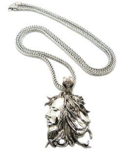 New Man & Lion Face Pendant 4mm/36" Franco Chain Hip Hop Necklace XP918R Lion Necklace For Men Jewelry