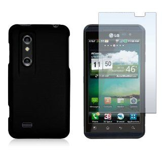 LG Optimus 3D P920/Thrill P925   Black Silicone Rubber Gel Soft Skin Case Cover + Clear LCD Screen Protector: Cell Phones & Accessories