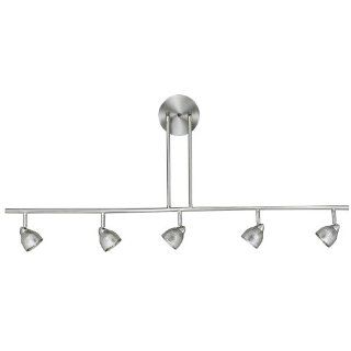 Cal Lighting SL 954 5 BS/CBS Track Lighting with Cone Bruised Steel Shades, Brushed Steel Finish   Track Lighting Kits  