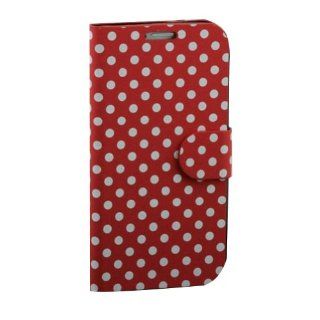 Miss Darcy New Colorful Polka Dot Wallet Cover Leather Case Pouch Flip Case Holder with Credit Card Slot for Samsung Galaxy S4 SIV i9500 (Red/White): Cell Phones & Accessories