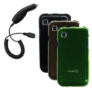 Three Crystal Hard Cases / Covers / Shells (Black, Smoke, Green) & Car Charger for Samsung Vibrant SGH T959 / Galaxy S 4G SGH T959V: Cell Phones & Accessories
