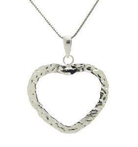 925 Sterling Silver Hammered Texture Heart Pendant: Pendant Necklaces: Jewelry
