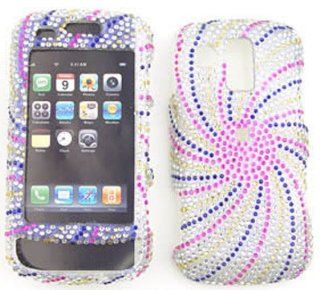 Samsung Rogue u960 Full Diamond Crystal, Pink/Blue Swirl Full Rhinestones/Diamond/Bling/Divas   Hard Case/Cover/Faceplate/Snap On/Housing/Protector Cell Phones & Accessories
