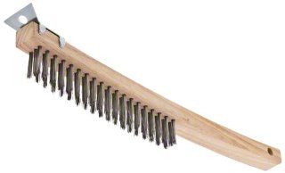 Browne Foodservice 927 Hardwood Handled Wire Tap Brush with Scraper, 14 Inch: Kitchen & Dining